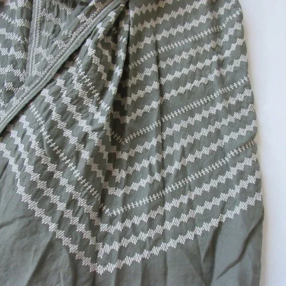 NWT JWLA Johnny Was LA Petra in Army Green Embroidered Belted Drape Linen Vest S
